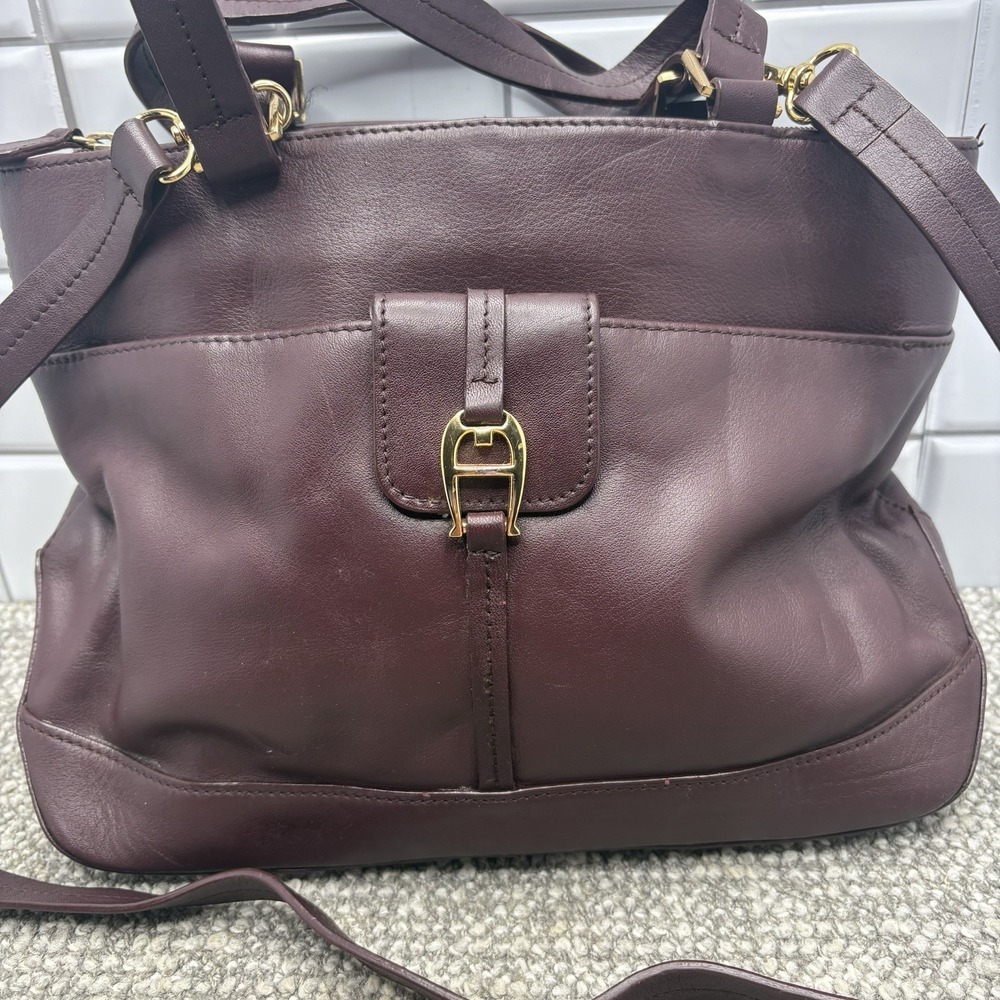 Etienne Aigner Brown Leather Handbags Hand Or Shoulder Straps Pockets VTG - Picture 2 of 15
